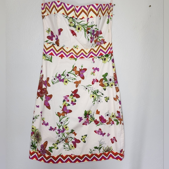 Anthropologie Dresses & Skirts - TiBi Women's 6 Floral Butterfly Strapless A-Line Sheath Dress Anthropologie